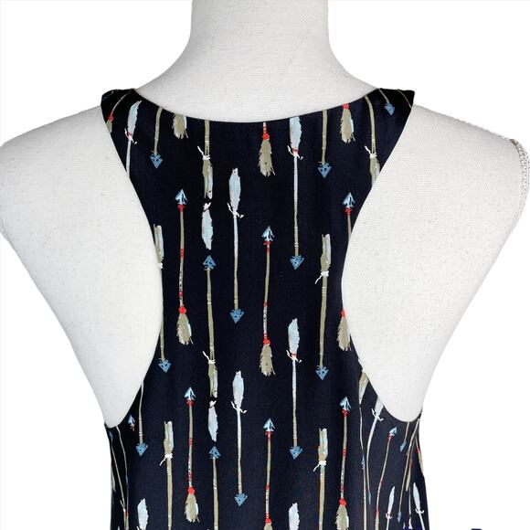 Joie Arianna Silk Dress Arrow Print Swingy Sleeveless Racerback Tank Dress S - Picture 7 of 9